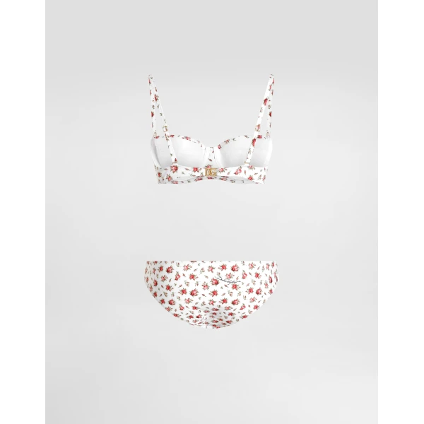 Dolce & Gabbana Small rose-print padded balconette bikini, view 3