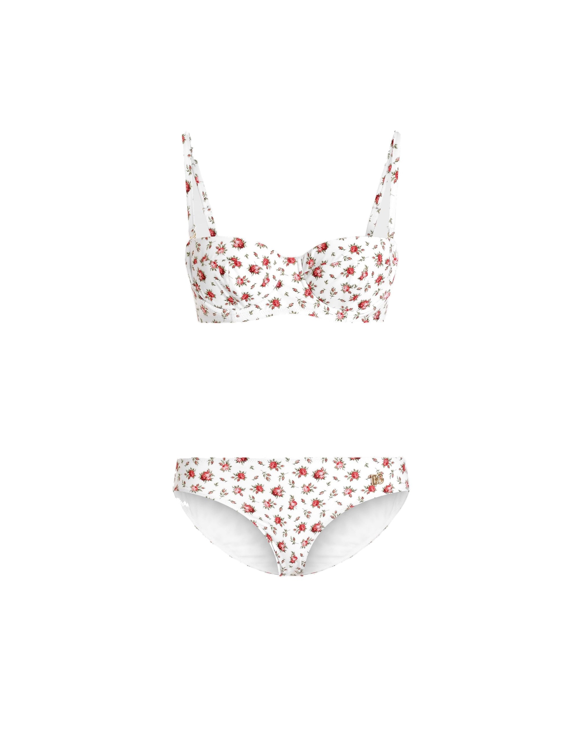 Dolce & Gabbana Small rose-print padded balconette bikini