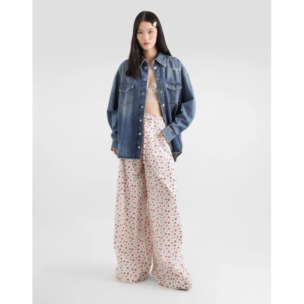 Dolce & Gabbana Small rose-print poplin trousers, view 2