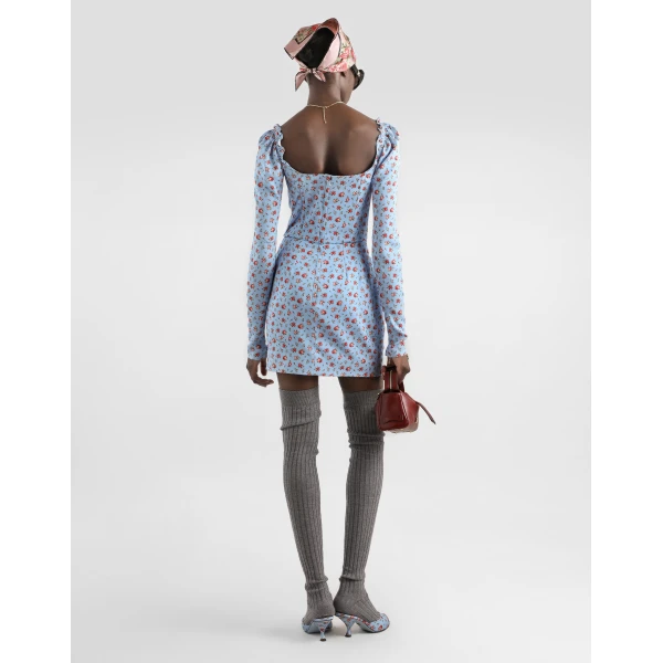 Dolce & Gabbana Small rose-print short charmeuse dress, view 3
