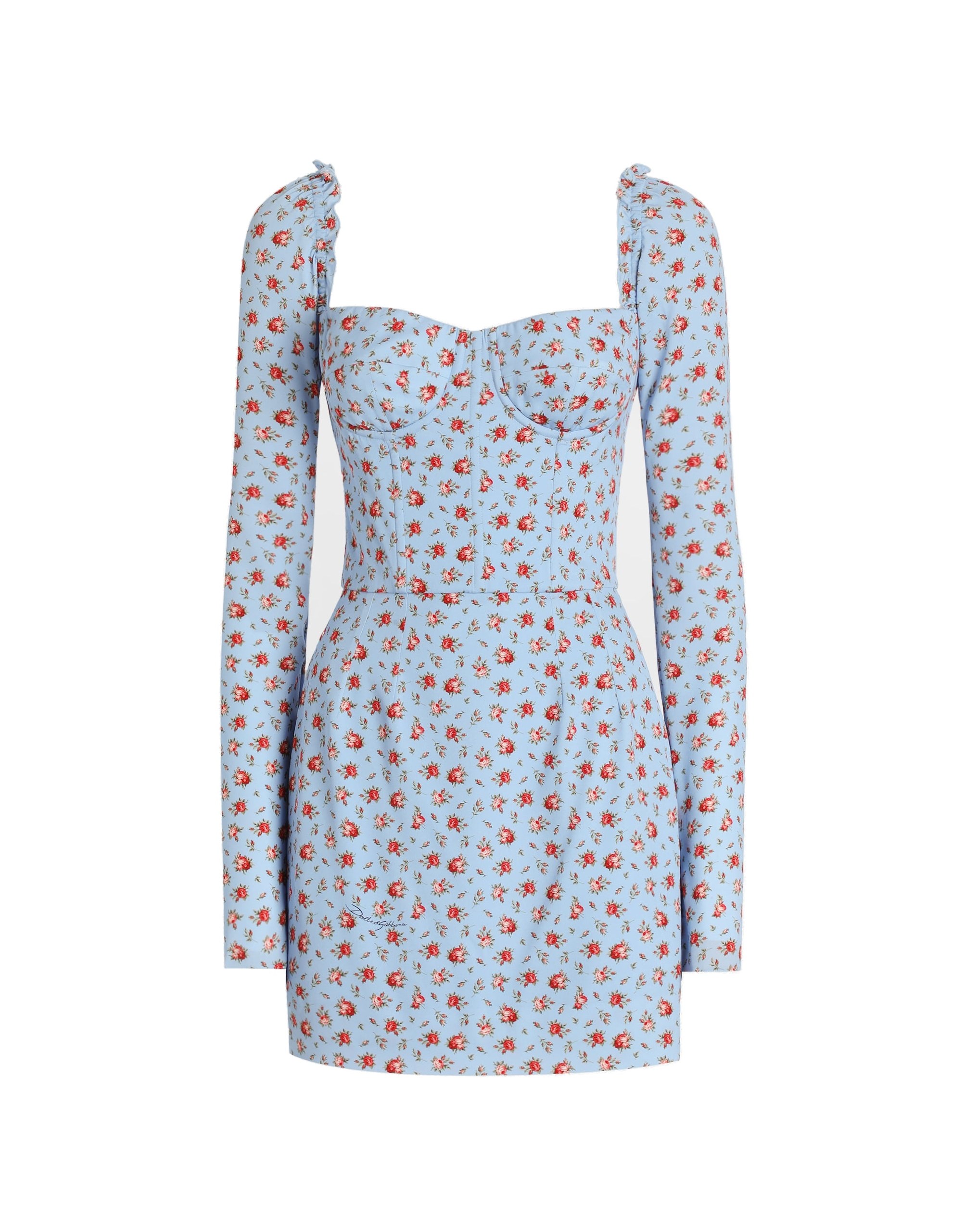 Dolce & Gabbana Small rose-print short charmeuse dress