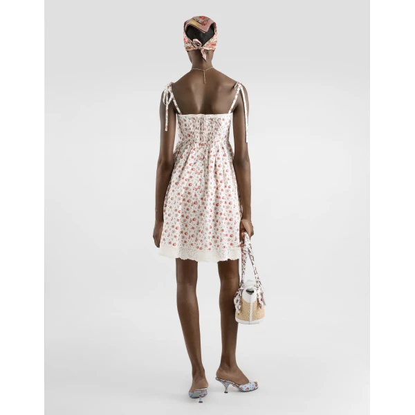 Dolce & Gabbana Small rose-print short poplin dress, view 3