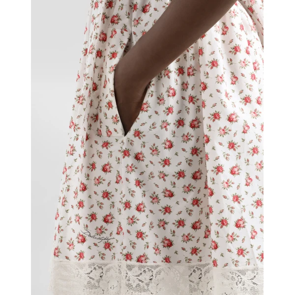 Dolce & Gabbana Small rose-print short poplin dress, view 5