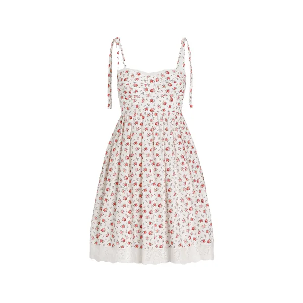 Dolce & Gabbana Small rose-print short poplin dress