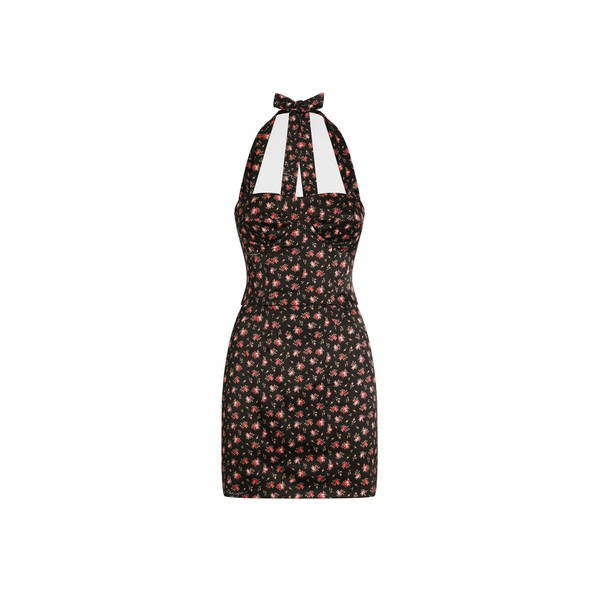 Dolce & Gabbana Small rose-print short satin dress