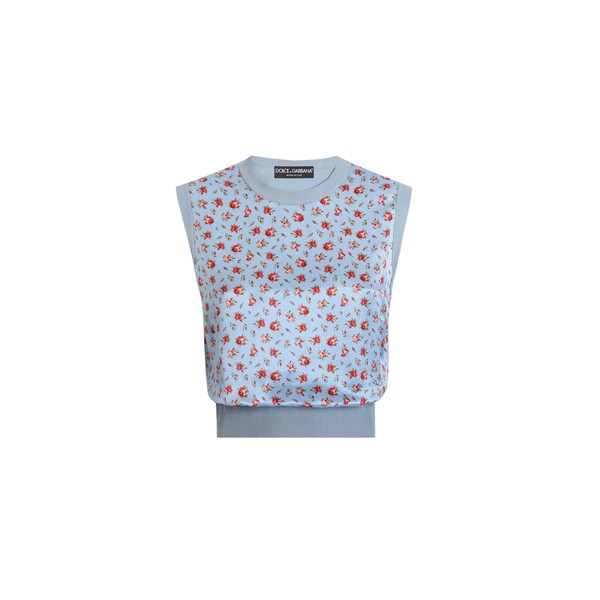 Dolce & Gabbana Small rose-print silk tank top