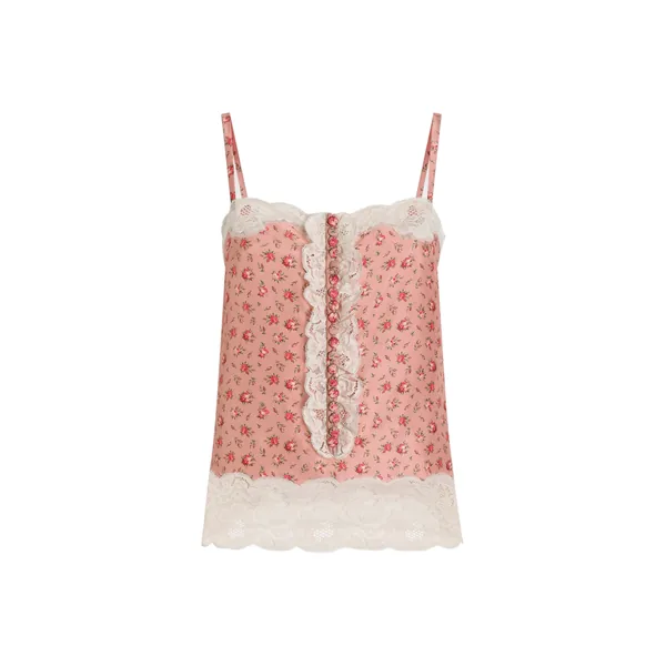 Dolce & Gabbana Small rose-print silk top