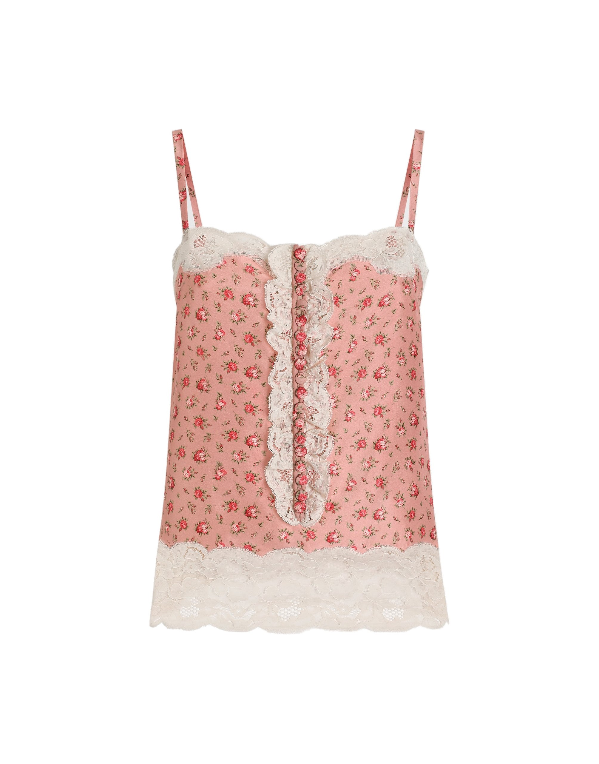 Dolce & Gabbana Small rose-print silk top