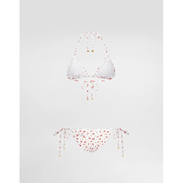 Dolce & Gabbana Small rose-print triangle bikini, view 3