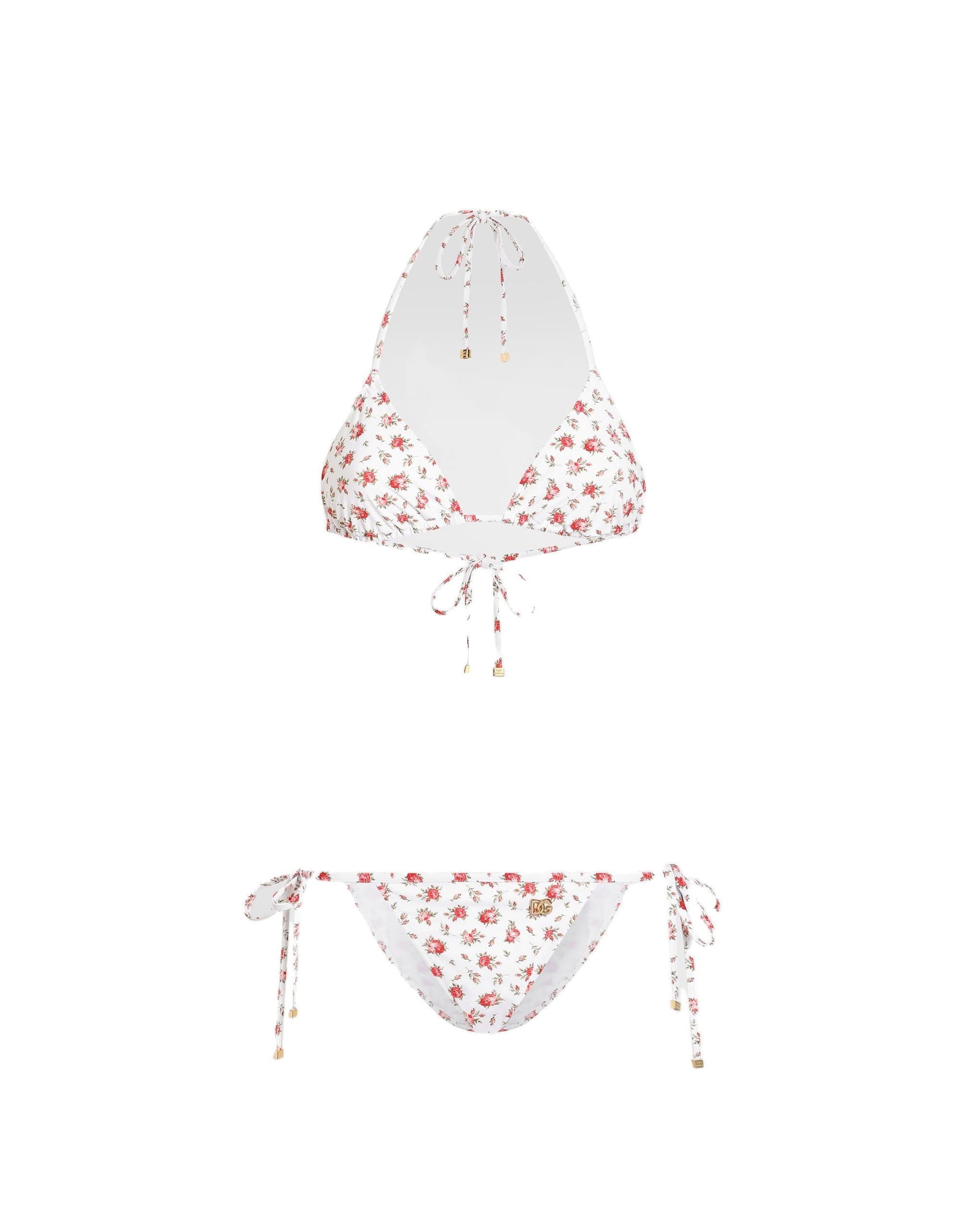 Dolce & Gabbana Small rose-print triangle bikini