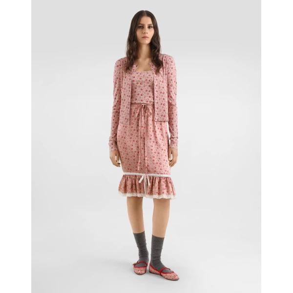 Dolce & Gabbana Small rose-print viscose tank top, view 2
