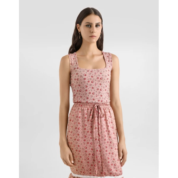 Dolce & Gabbana Small rose-print viscose tank top, view 4
