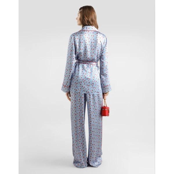 Dolce & Gabbana Small rose-print wide silk trousers, view 3