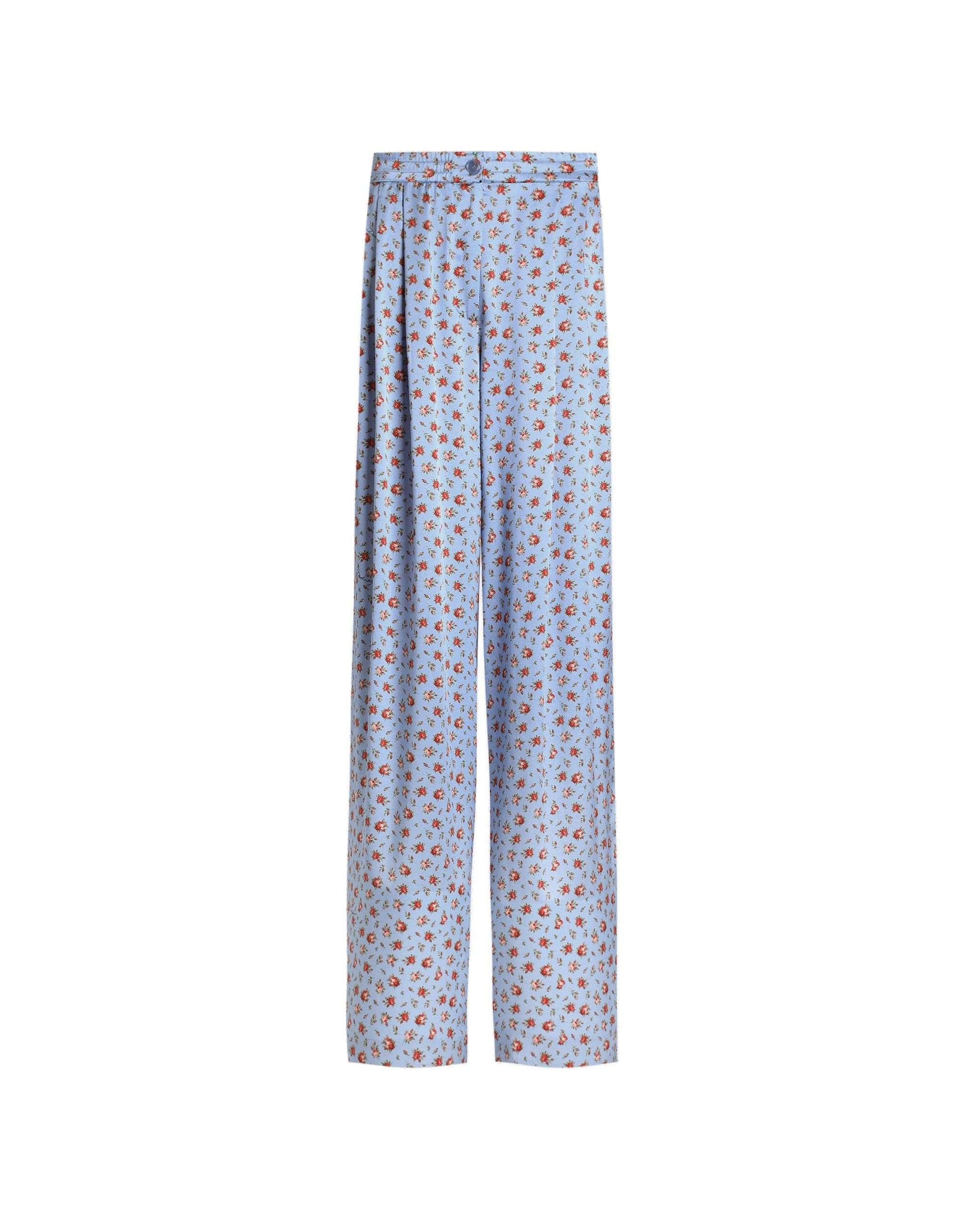 Dolce & Gabbana Small rose-print wide silk trousers