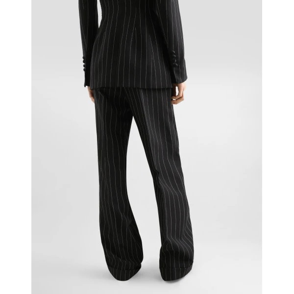 Dolce & Gabbana Straight-leg pinstripe wool pants with turn-ups, view 4