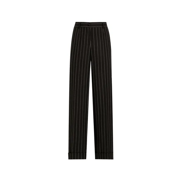 Dolce & Gabbana Straight-leg pinstripe wool pants with turn-ups