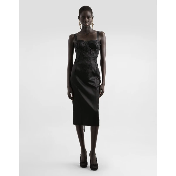Dolce & Gabbana Strapless satin dress with corset details, view 2