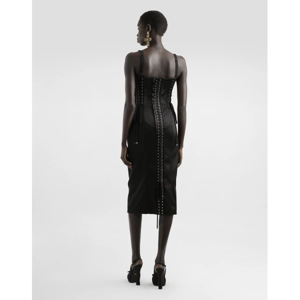 Dolce & Gabbana Strapless satin dress with corset details, view 3