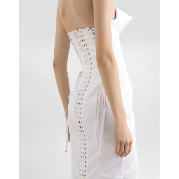 Dolce & Gabbana Strapless satin dress with corset details, view 5