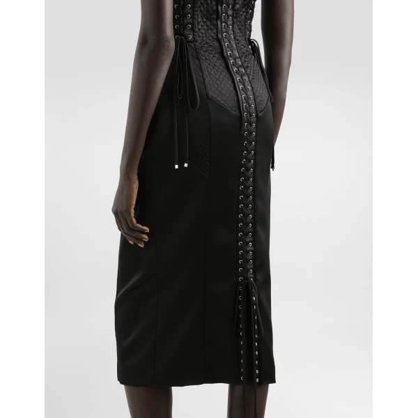 Dolce & Gabbana Strapless satin dress with corset details, view 6