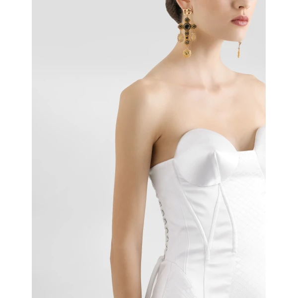 Dolce & Gabbana Strapless satin dress with corset details, view 6