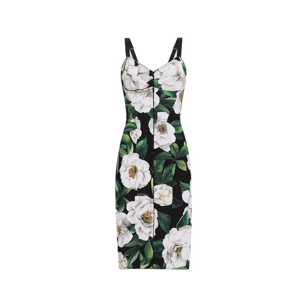 Dolce & Gabbana Stretch marquisette midi dress with gardenia print