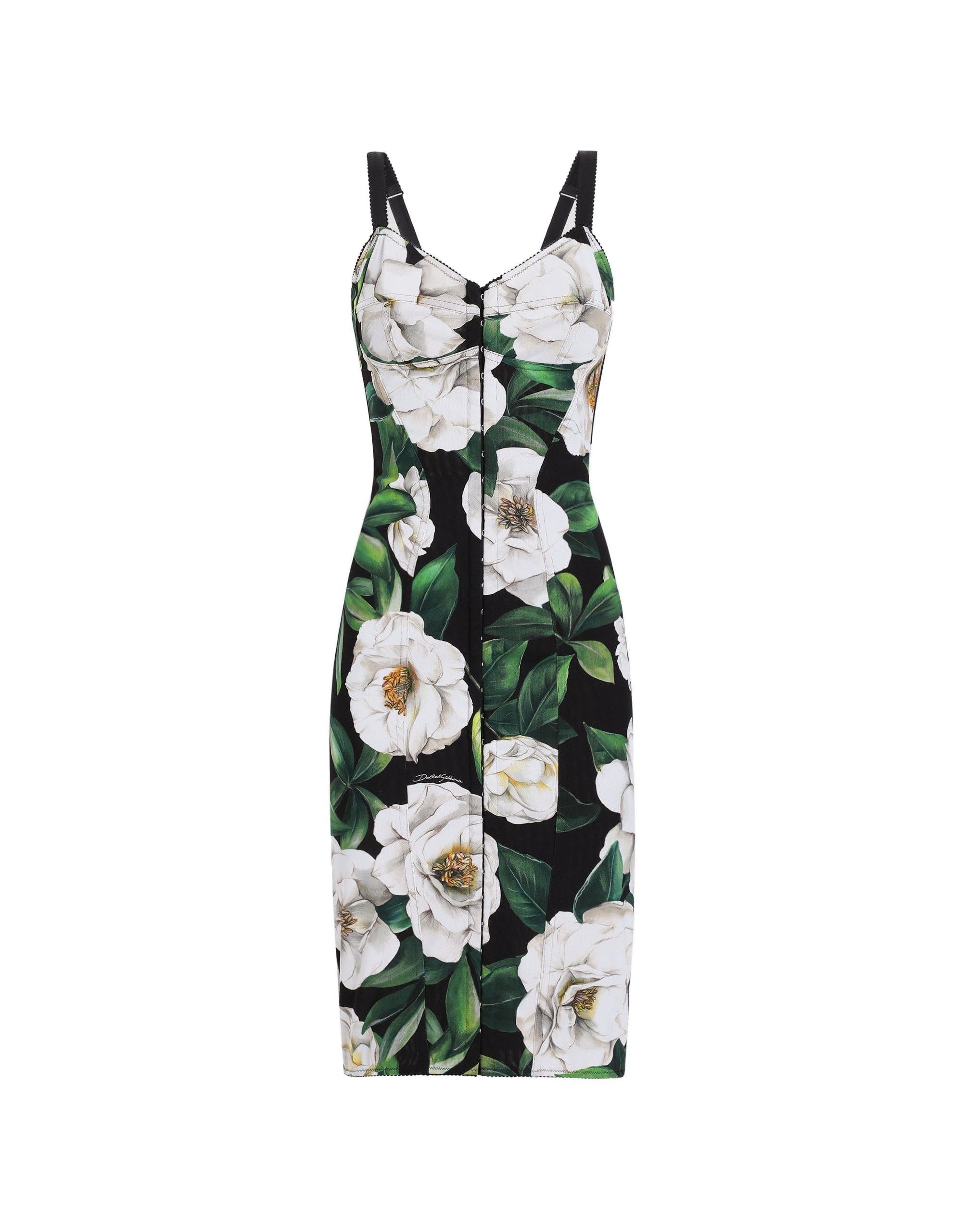 Dolce & Gabbana Stretch marquisette midi dress with gardenia print