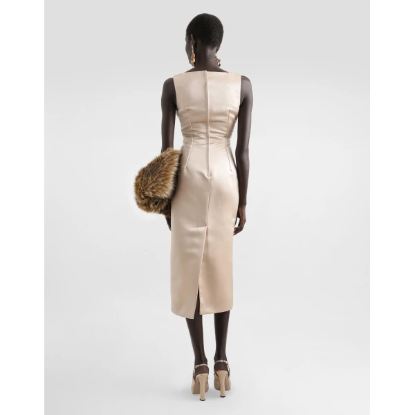 Dolce & Gabbana Stretch satin calf-length sheath dress, view 3