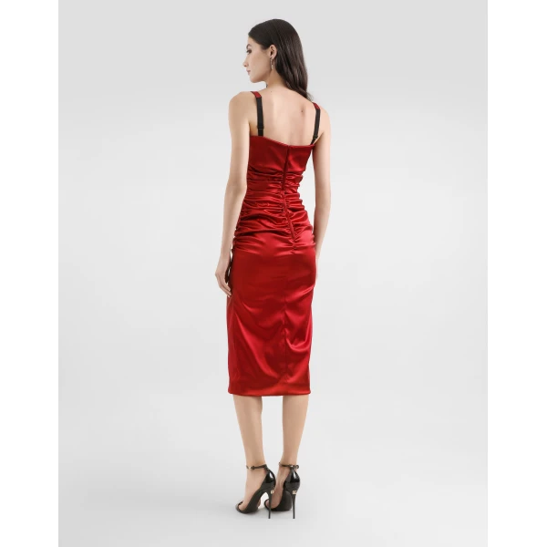 Dolce & Gabbana Stretch satin fitted dress, view 3