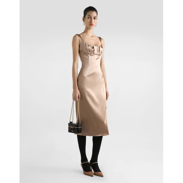 Dolce & Gabbana Stretch satin midi dress, view 2