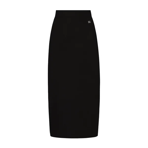 Stretch viscose knit pencil skirt with DG logo