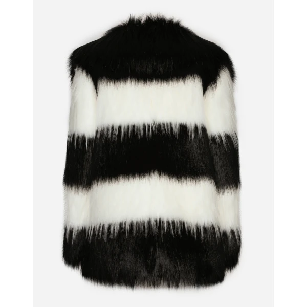 Dolce & Gabbana Striped faux fur coat, view 2