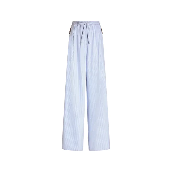 Striped poplin trousers