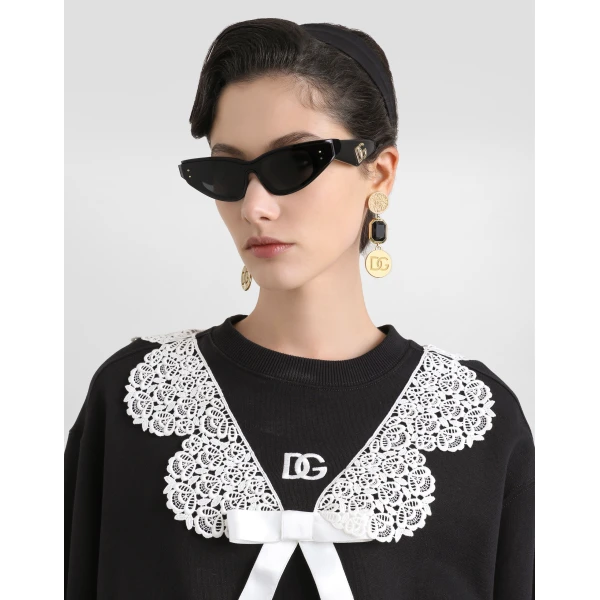 Dolce & Gabbana Sweatshirt with macramé and bow Top, view 4