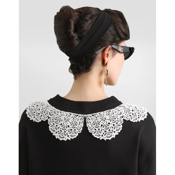 Dolce & Gabbana Sweatshirt with macramé and bow Top, view 5