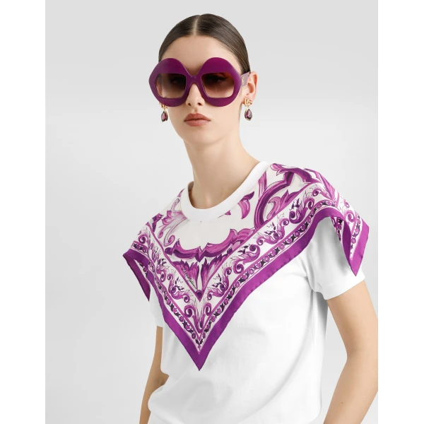 Dolce & Gabbana T-shirt with silk foulard Top, view 4