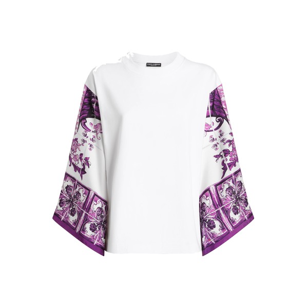 Dolce & Gabbana T-shirt with silk foulard sleeves Top