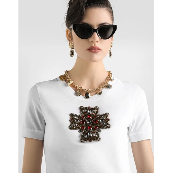 Dolce & Gabbana T-shirt with swarovski cross Top, view 4