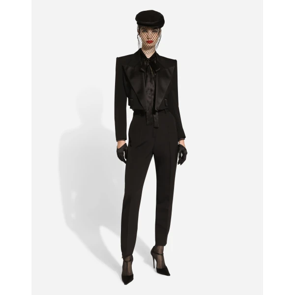 Dolce & Gabbana Tailored wool gabardine tuxedo pants, view 3