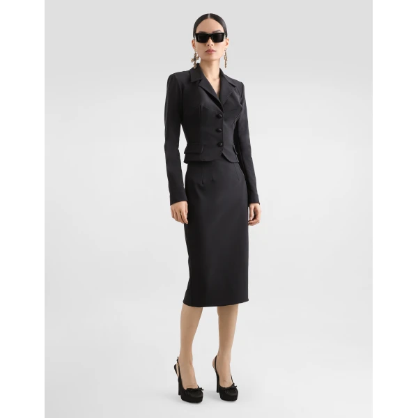 Dolce & Gabbana Technical cady calf-length pencil skirt, view 2