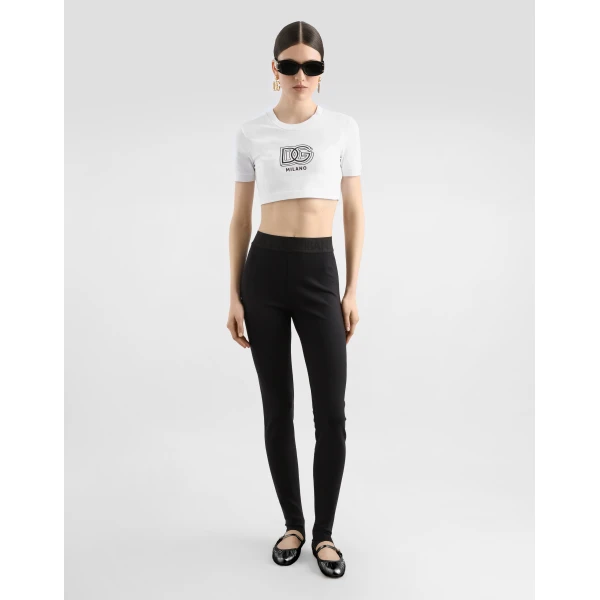 Dolce & Gabbana Technical jersey leggings with branded elastic, view 2