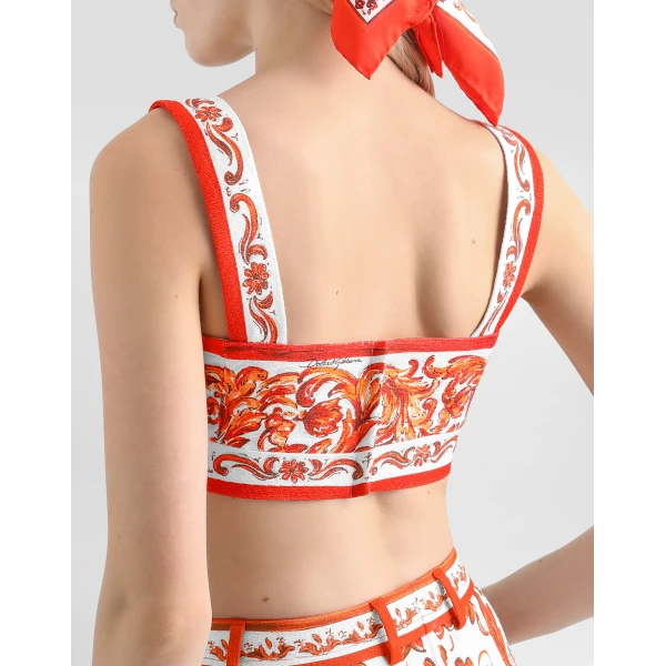 Dolce & Gabbana Top in majolica-print mat, view 5
