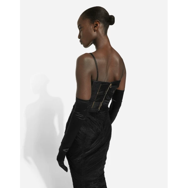Dolce & Gabbana Tulle calf-length corset dress with draping, view 6