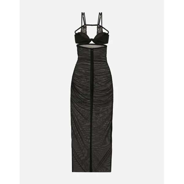Dolce & Gabbana Tulle calf-length dress with corset details, view 2