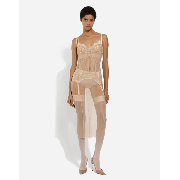 Dolce & Gabbana Tulle calf-length dress with corset details, view 3