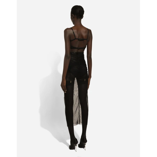 Dolce & Gabbana Tulle calf-length dress with corset details, view 4