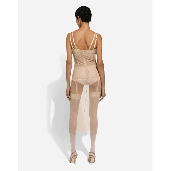 Dolce & Gabbana Tulle calf-length dress with corset details, view 4