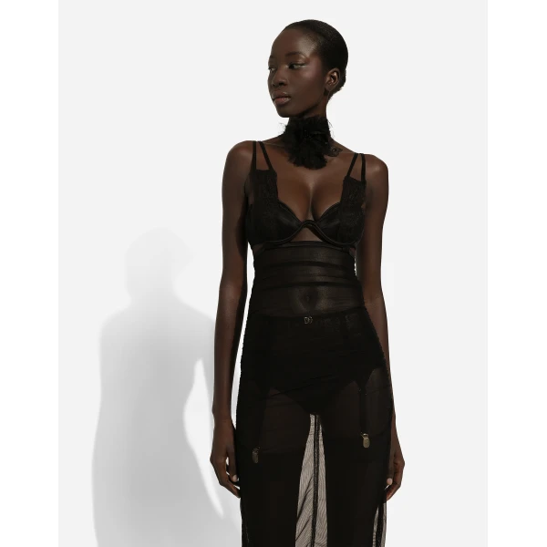 Dolce & Gabbana Tulle calf-length dress with corset details, view 5