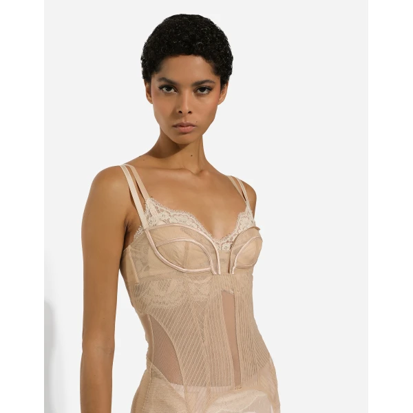Dolce & Gabbana Tulle calf-length dress with corset details, view 5