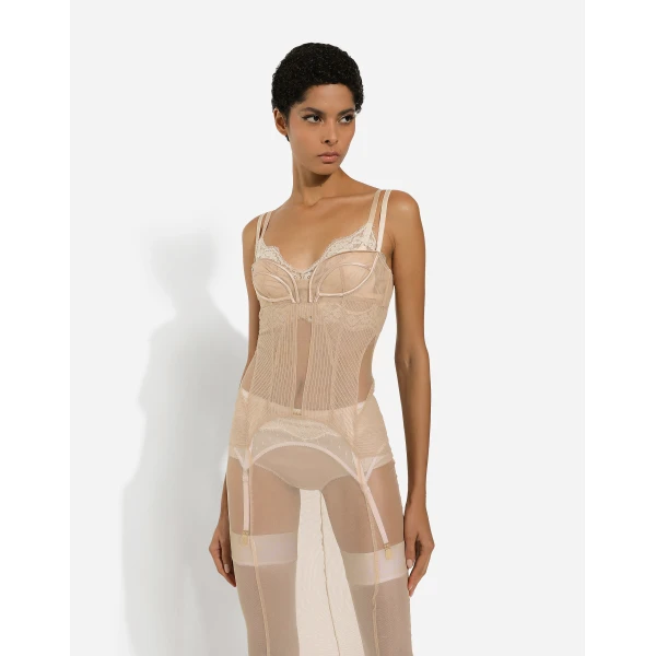 Dolce & Gabbana Tulle calf-length dress with corset details, view 6